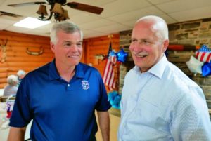 Murfreesboro, TN: State Senators Jim Tracy, left, and Bill Ketron were enjoying the Noon Exchange Club of Murfreesboro, TN's 11/11@7 chili cookoff to help homeless veterans. Ketron is a past president of the Murfreesboro Noon Exchange Club and was formerly the Past National President of Exchange. Photo Courtesy News Radio WGNS